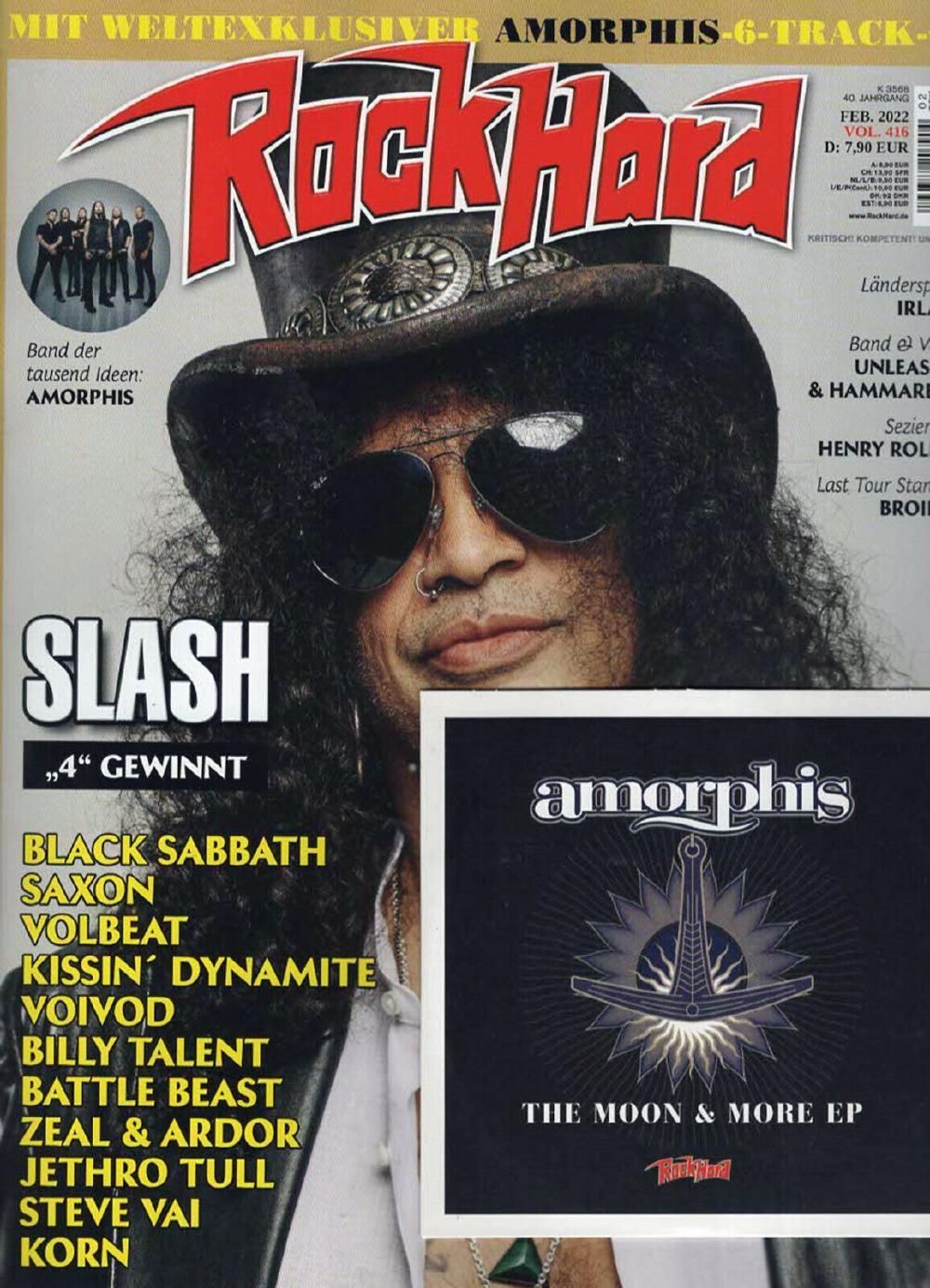 Rock Hard Magazin Deutschland 2022 #416 Slash Amorphis Black Sabbath Saxon Volbeat + CD