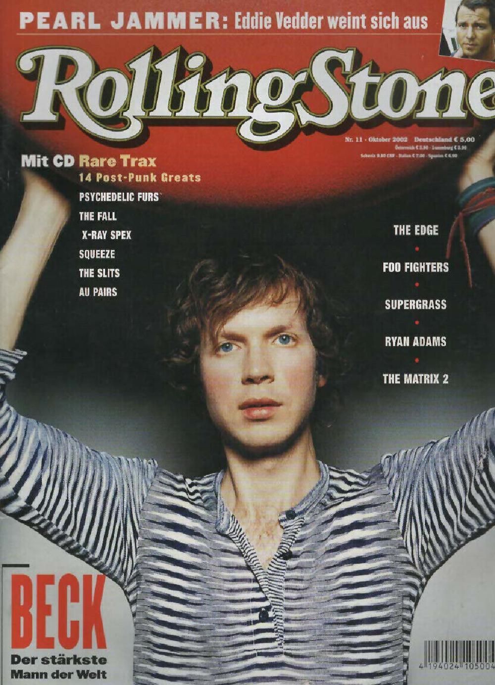 Rolling Stone Magazin Deutschland 2002-11 Beck The Edge Foo Fighters Ryan Adams