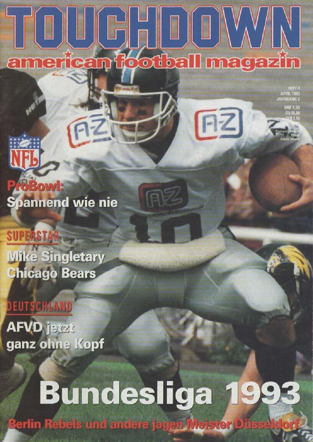 Touchdown Magazin Deutschland 1993-02 Chuck Noll Mike Singletary Patrick Farrell