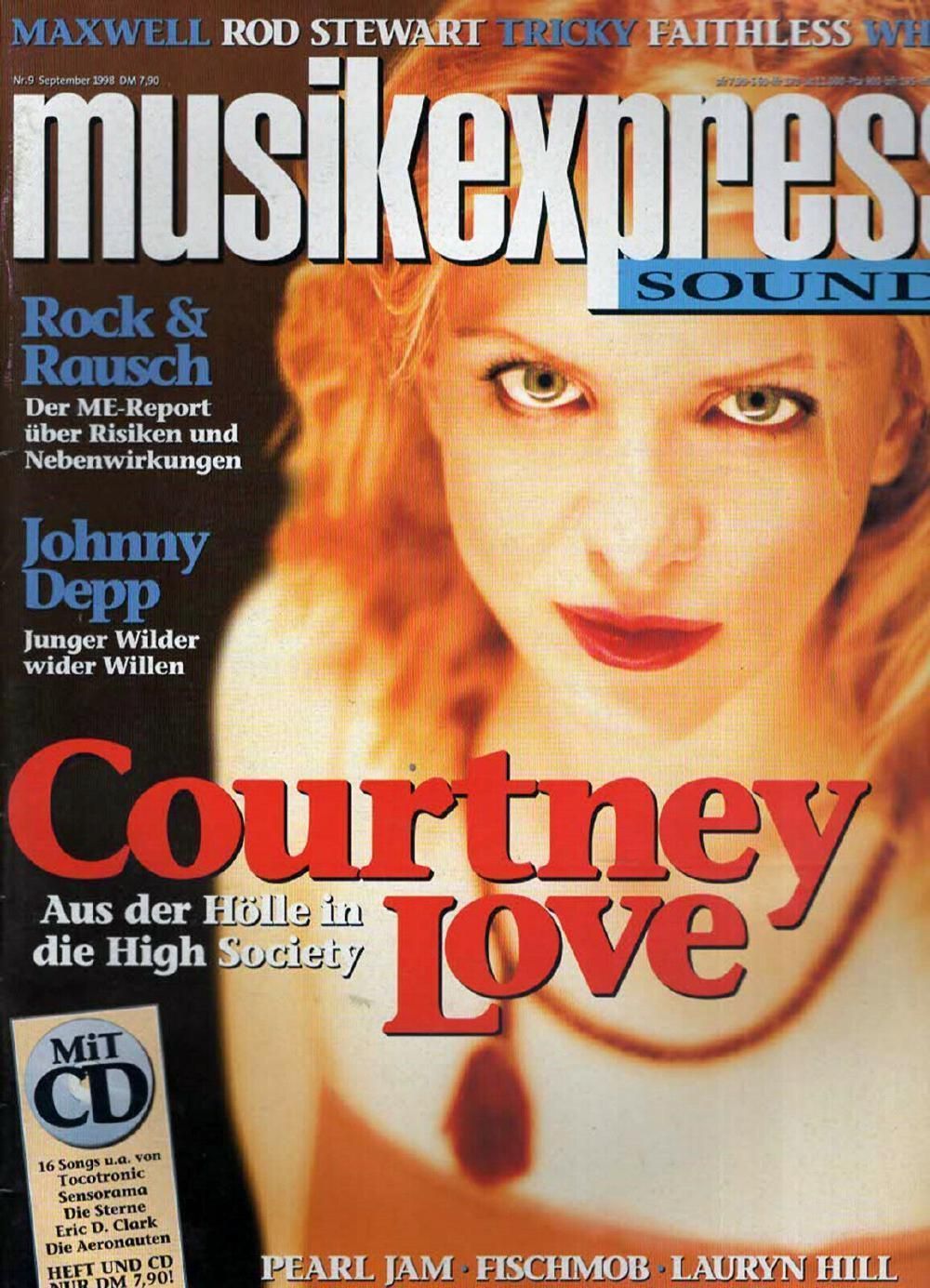 Musikexpress Magazin Deutschland 1998-09 Courtney Love Johnny Depp Pearl Jam