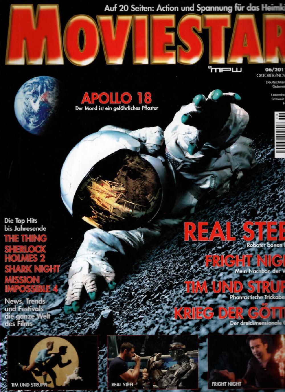 Moviestar Magazin Deutschland 2011 #130 Apollo 18 Real Steel Fright Night
