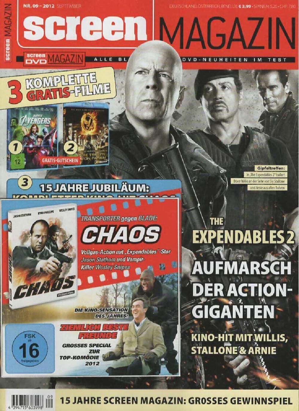 Screen Magazin Deutschland 2012-09 Bruce Willis Sly Stallone Arnie Schwarzenegger