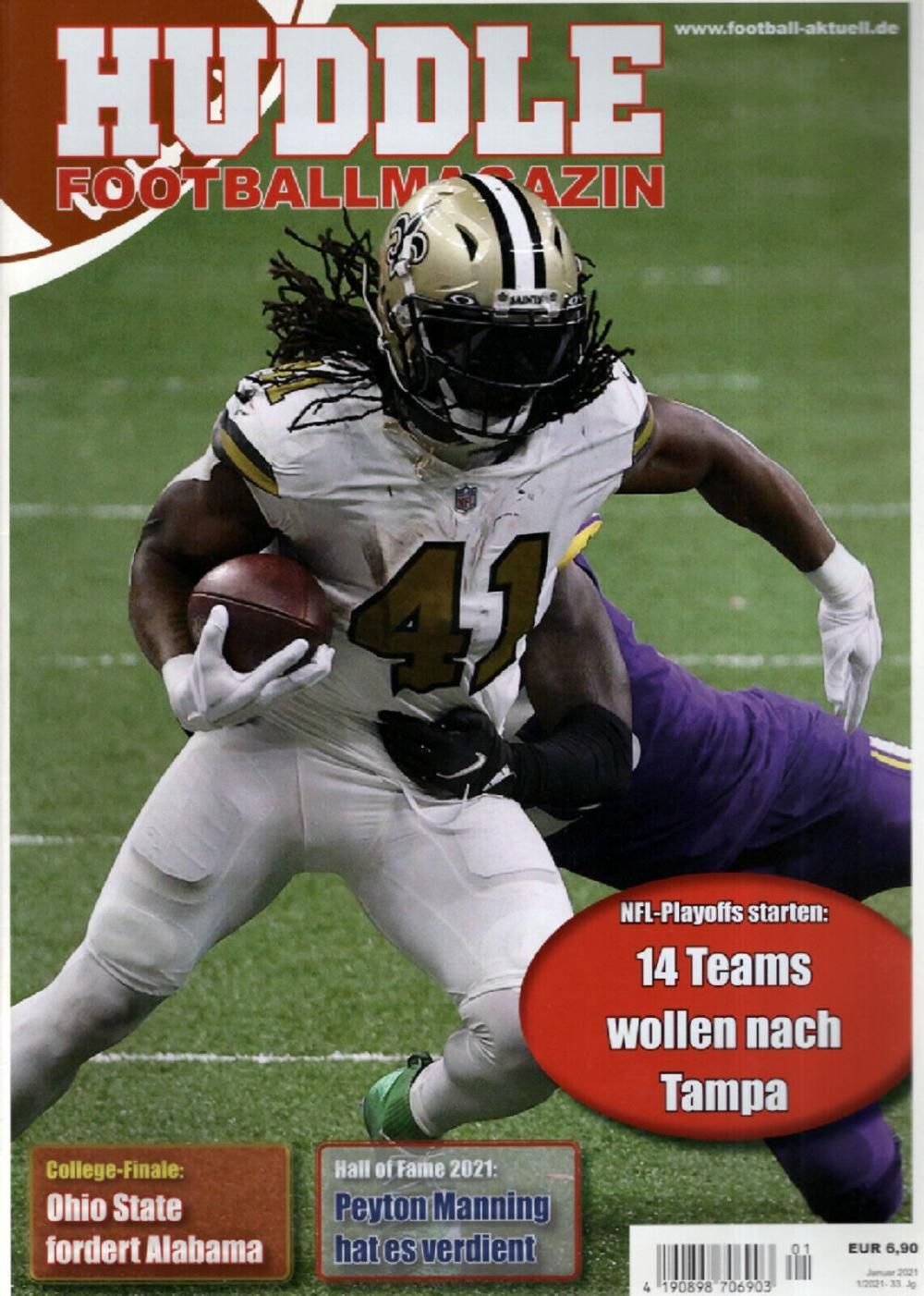 Huddle Magazin Deutschland 2021-01 Alvin Kamara Peyton Manning