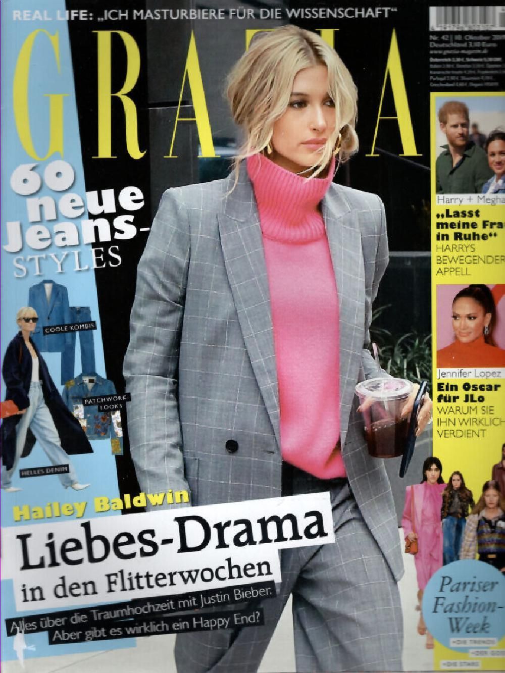Grazia Magazin Deutschland 2019-42 Hailey Baldwin Jennifer Lopez Meghan