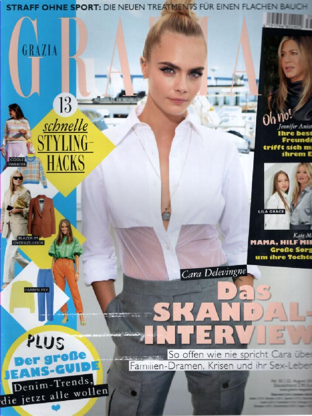 Grazia Magazin Deutschland 2019-35 Cara Delevingne Jennifer Aniston Kate Moss