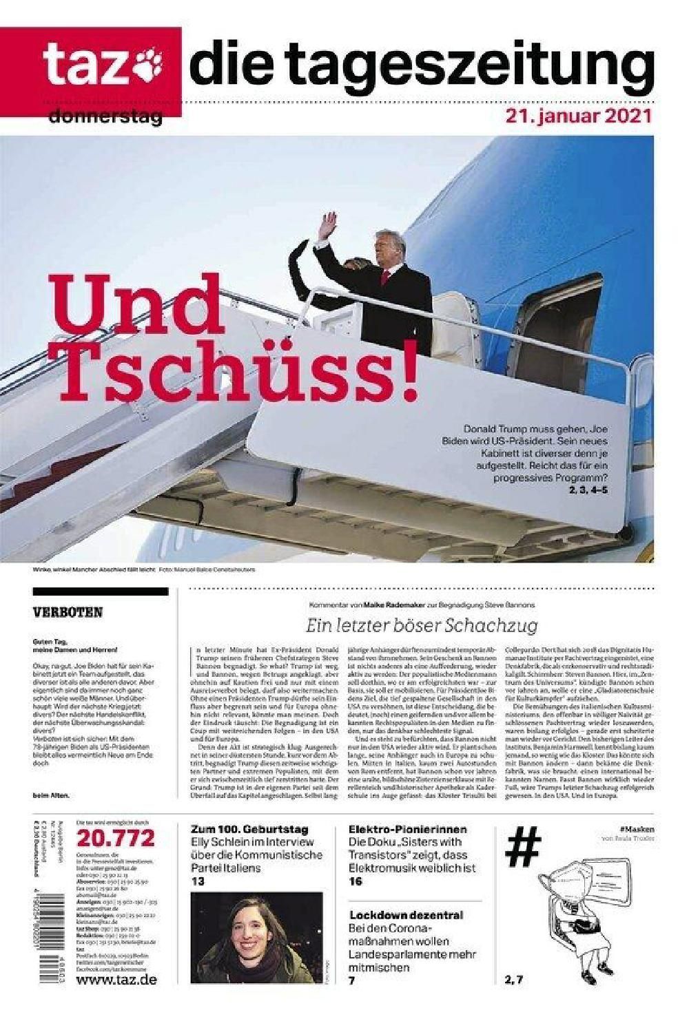 Taz Newspaper Deutschland 2021 #12445 21.01.2021 Donald Trump