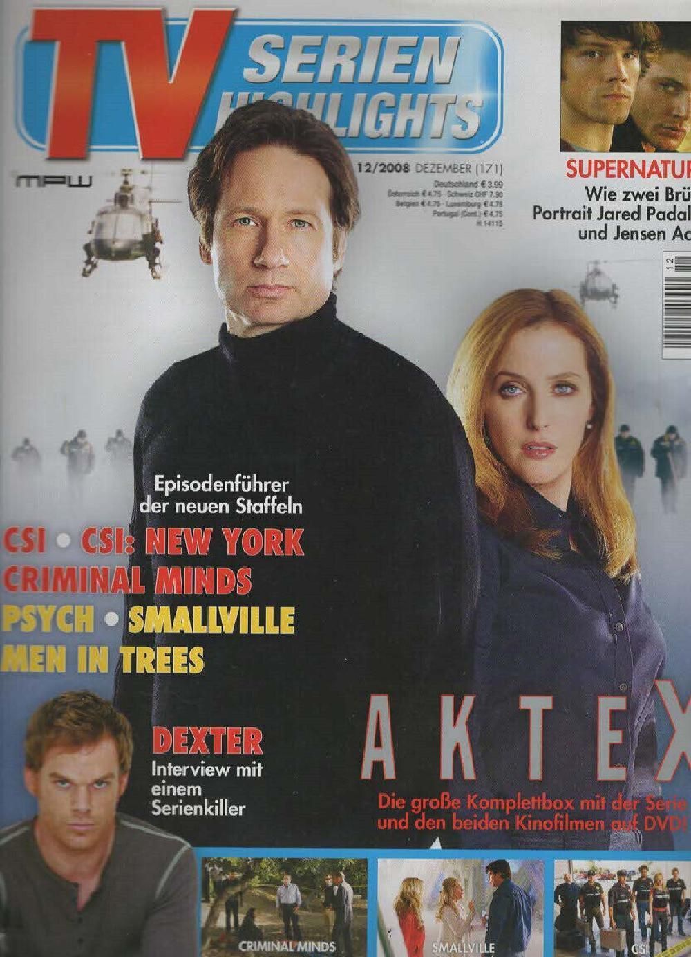 TV Serien Highlights Magazin Deutschland 2008-12 David Duchovny Gillian Anderson
