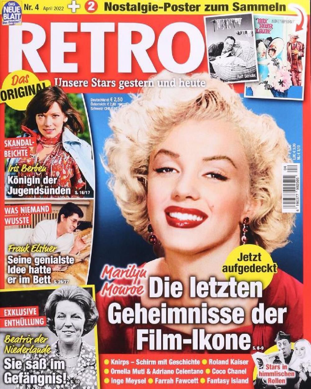 Retro Magazin Deutschland 2022-04 Marilyn Monroe Audrey Hepburn Ornella Muti