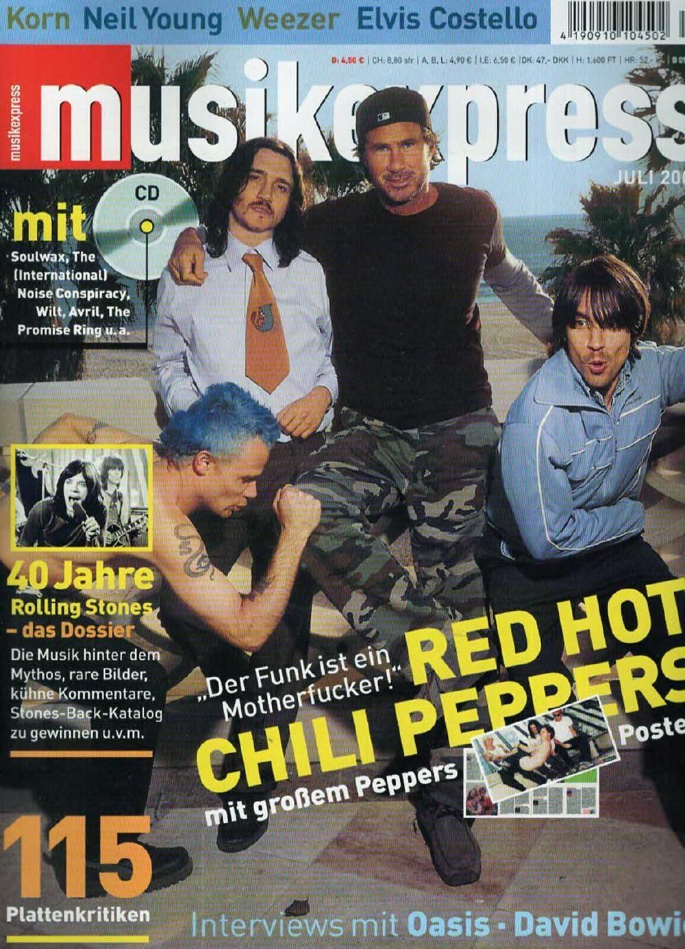 Musikexpress Magazin Deutschland 2002-07 Red Hot Chili Peppers Rolling Stones Oasis