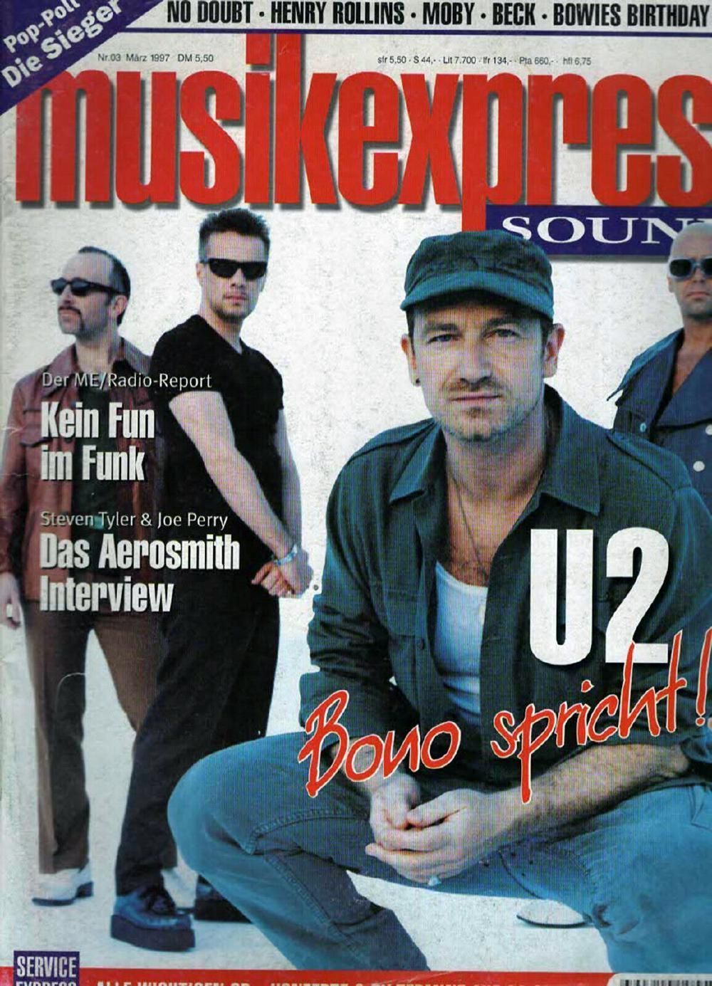 Musikexpress Magazin Deutschland 1997-03 U2 Bono Aerosmith Steven Tyler U2