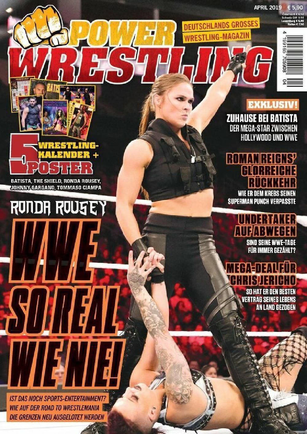 Power Wrestling Magazin Deutschland 2019-04 Ronda Rousey Batista Ciampa Gargano
