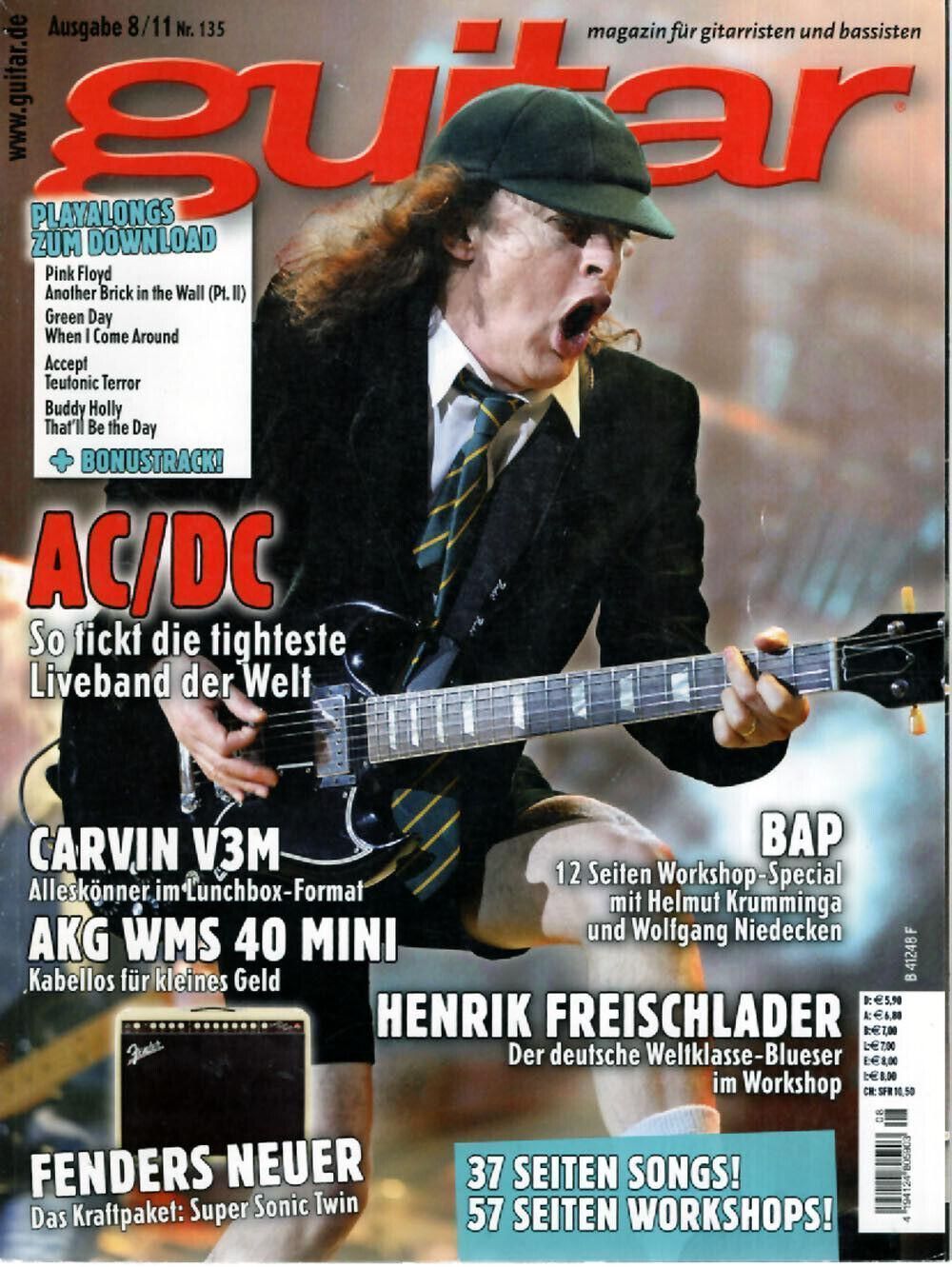 Guitar Magazin Deutschland 2011-08 ACDC BAP Pink Floyd Green Day Accept AC/DC #135