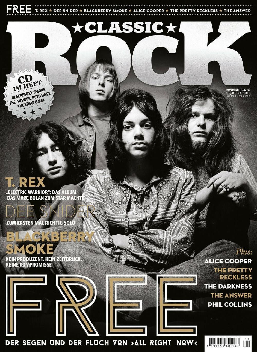 Classic Rock Magazin Deutschland 2016-11 Free Blackberry Smoke Dee Snider T. Rex