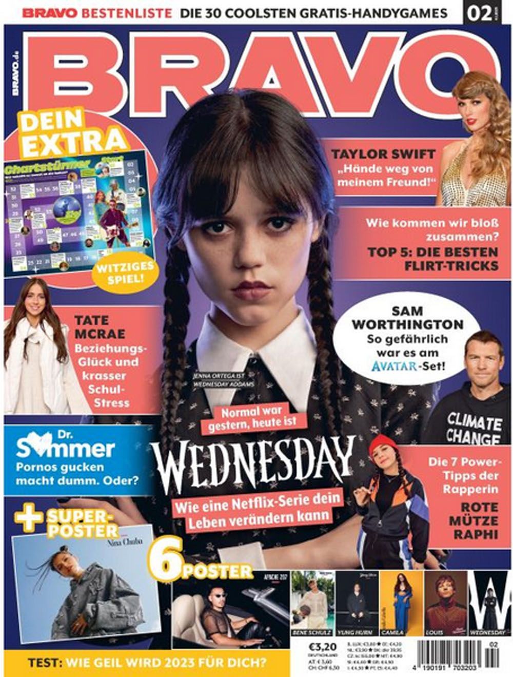 Bravo Magazin Deutschland 2023-02 Jenna Ortega Tate McRae Sam Worthington