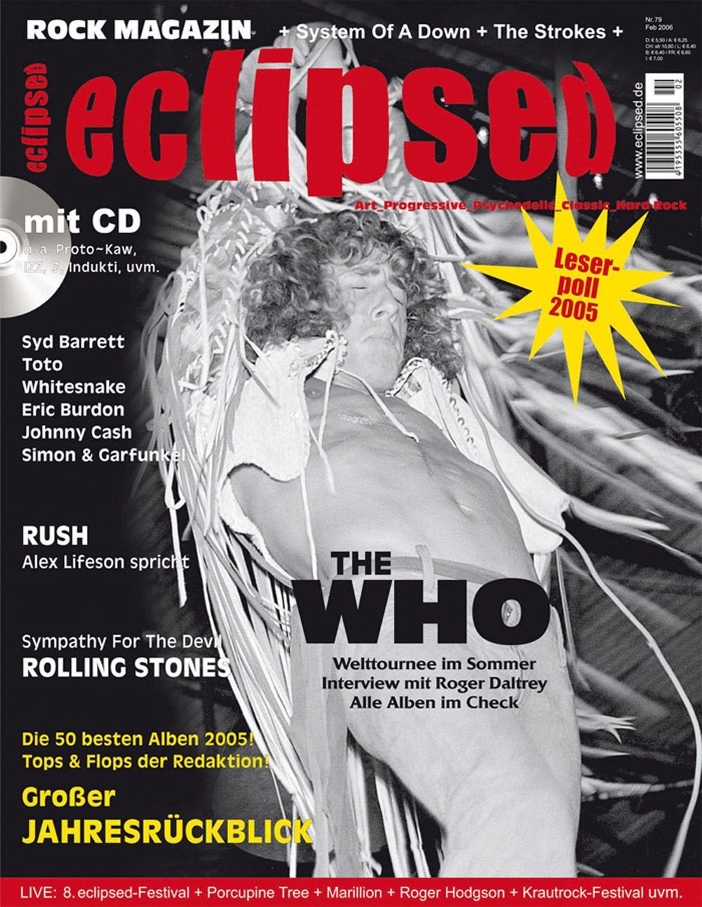 Eclipsed Magazin Deutschland 2006 #79 The Who Syd Barrett Toto Rush Rolling Stones