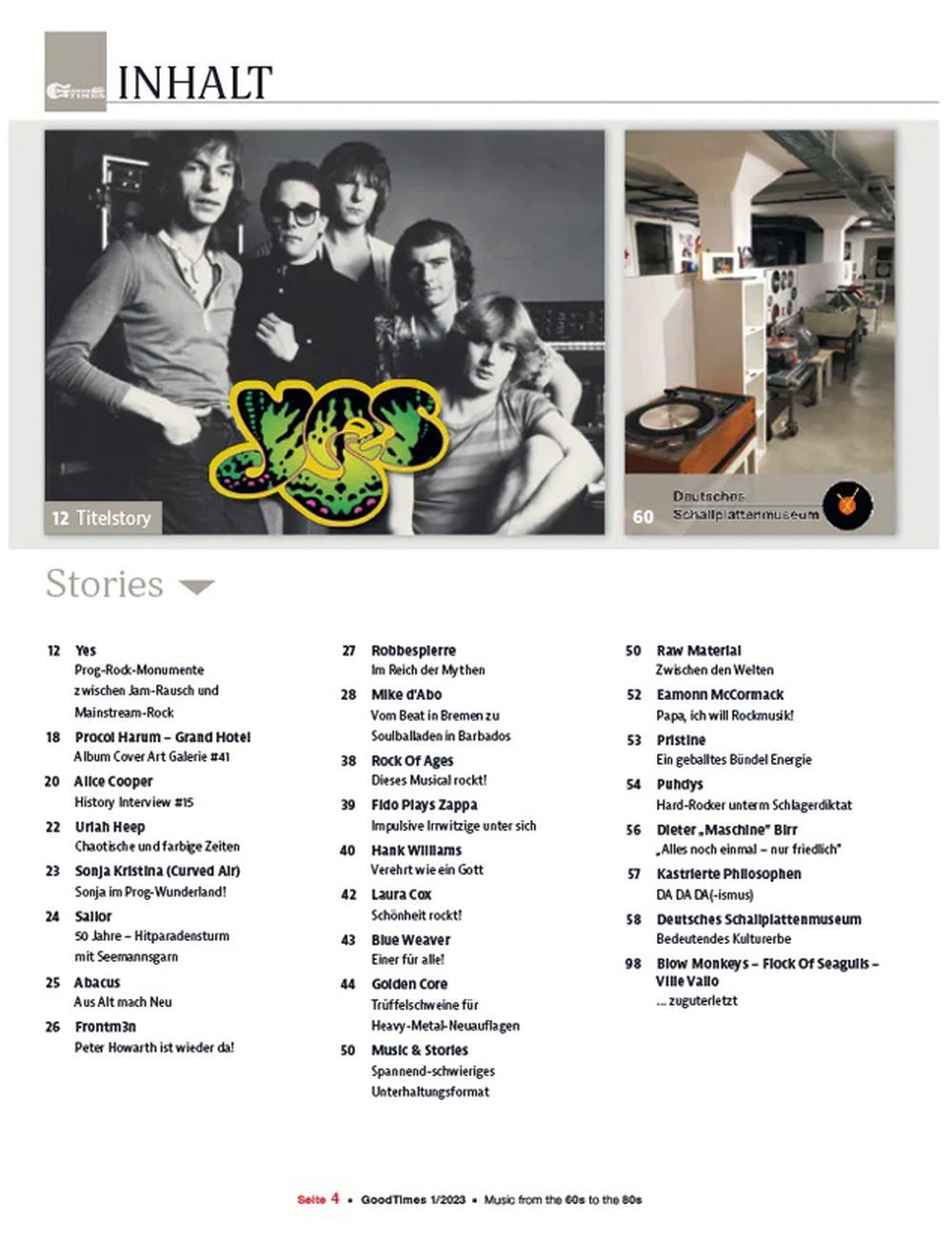 Good Times Magazin Deutschland 2023-01 Yes Procol Harum Alice Cooper Uriah Heep