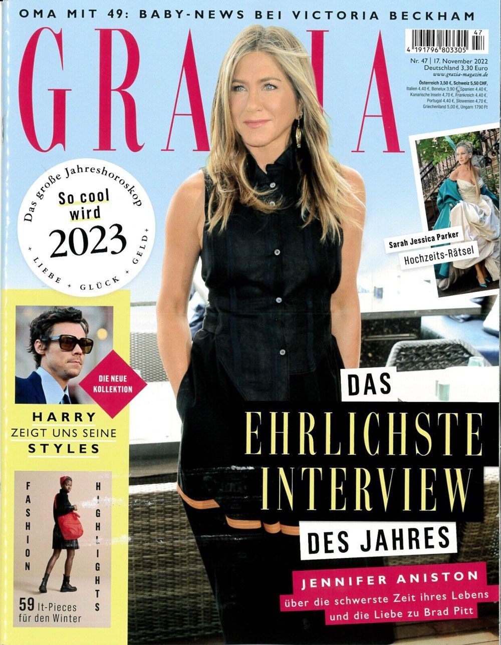 Grazia Magazin Deutschland 2022-47 Jennifer Aniston Harry Styles