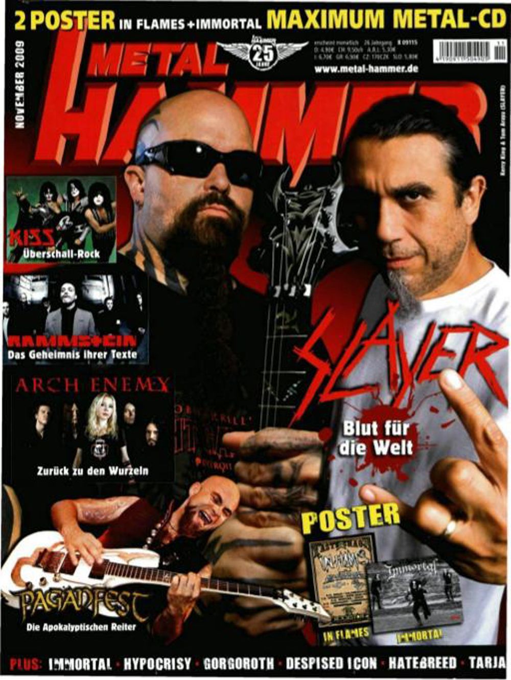 Metal Hammer Magazin Deutschland 2009-11 Slayer Kiss Immortal Rammstein