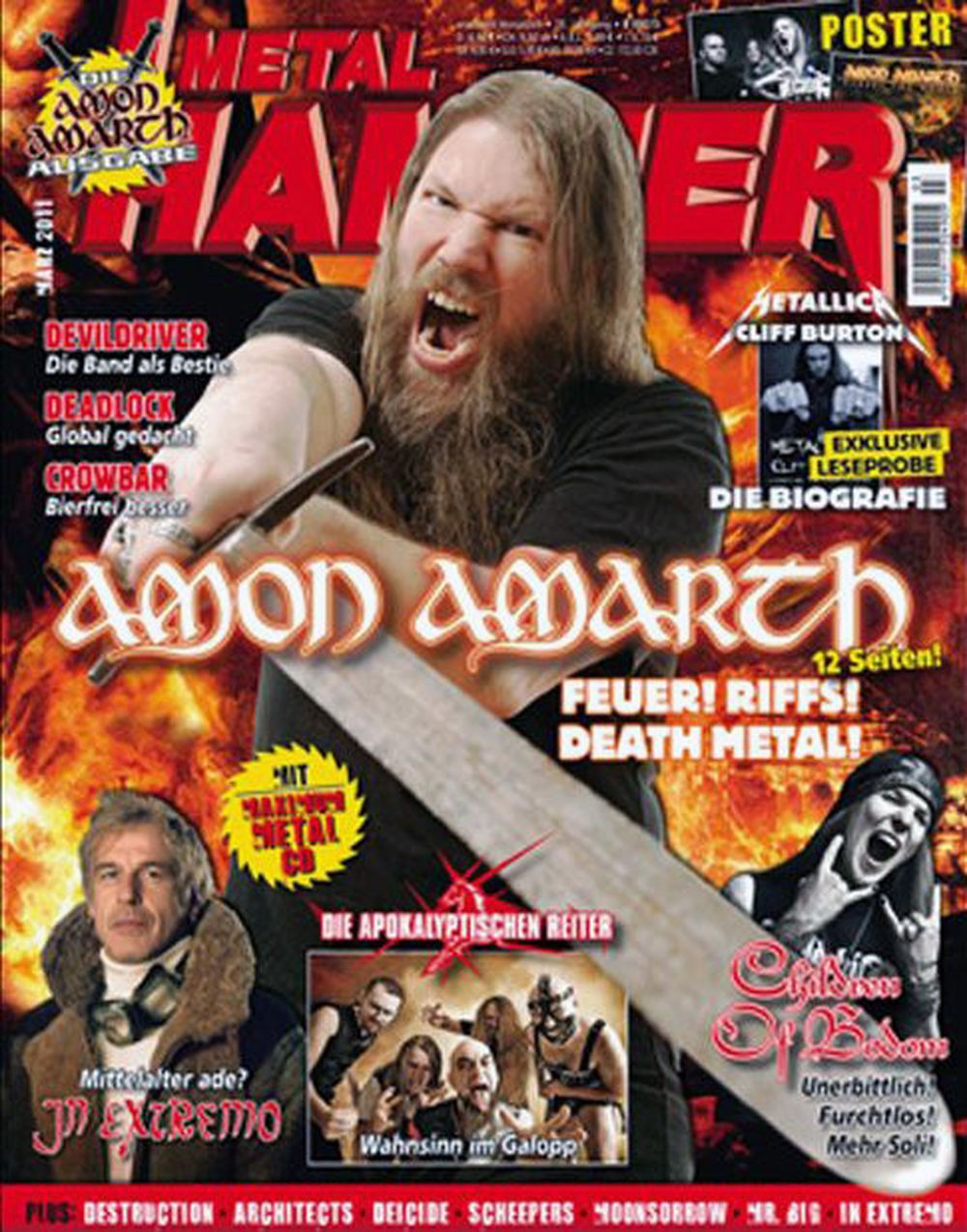 Metal Hammer Magazin Deutschland 2011-03 Amon Amarth In Eytremo Cliff Burton In Extremo