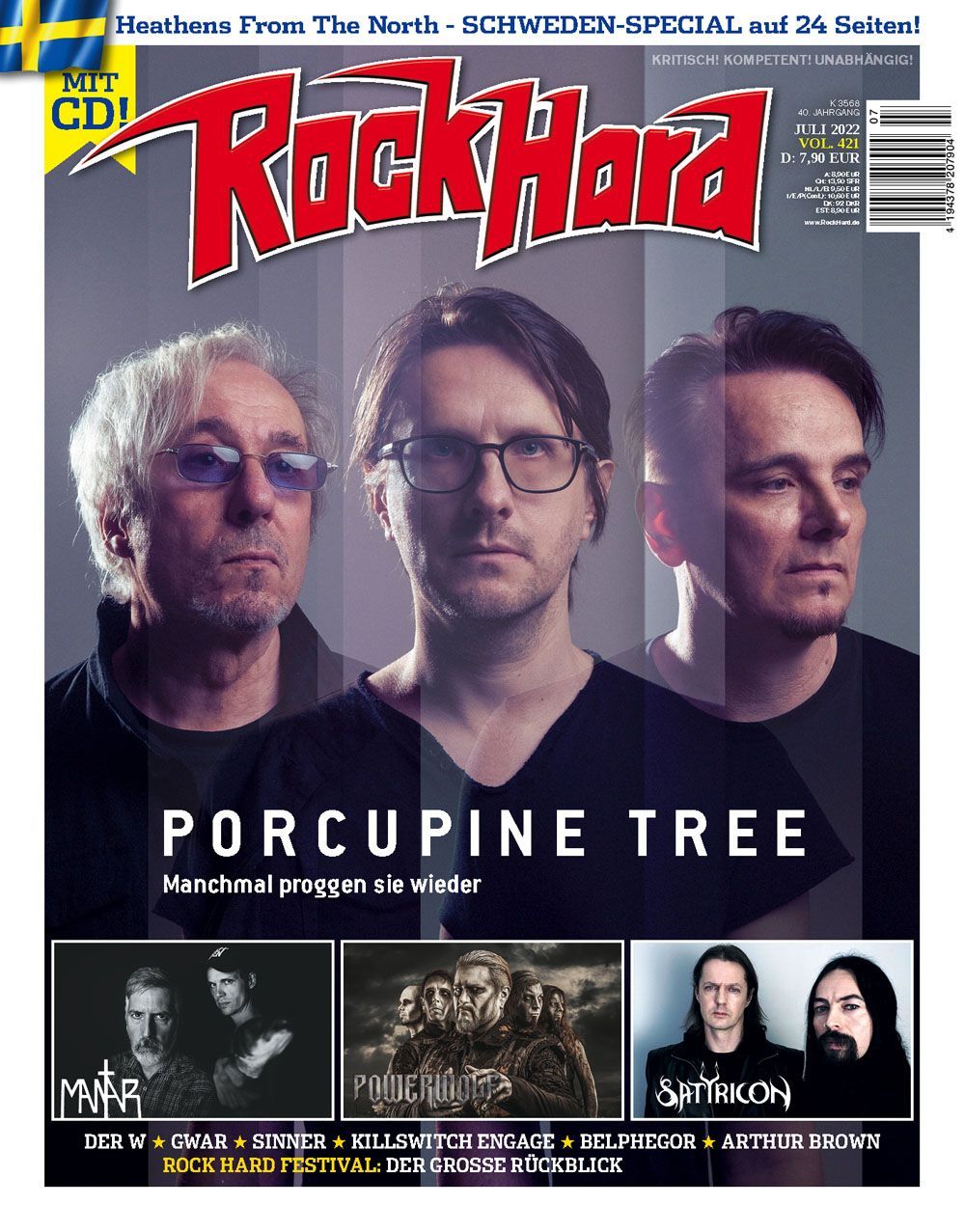 Rock Hard Magazin Deutschland 2022 #421 Porcupine Tree Satyricon Mantar