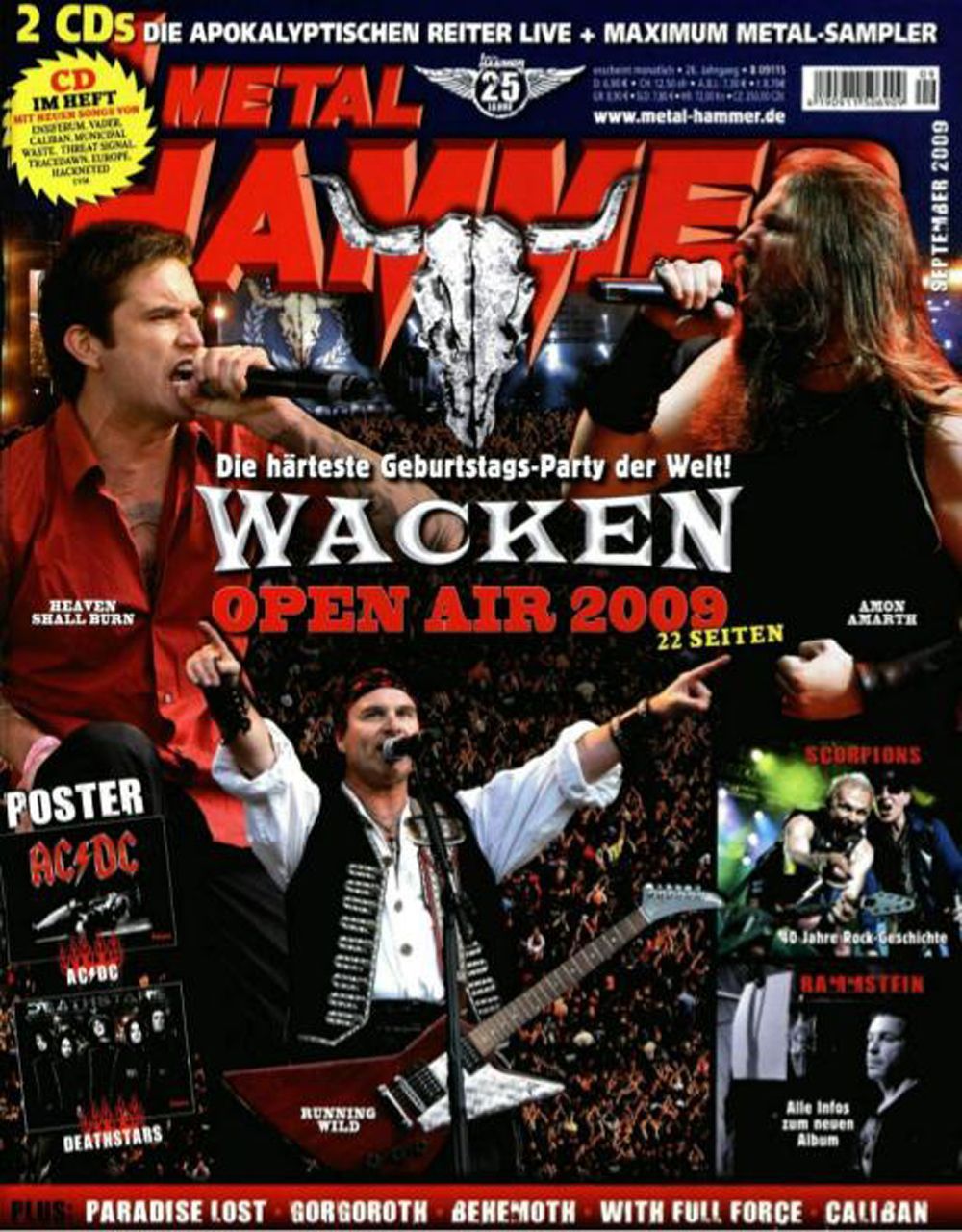 Metal Hammer Magazin Deutschland 2009-09 Amon Amarth Running Wild Heaven Burn