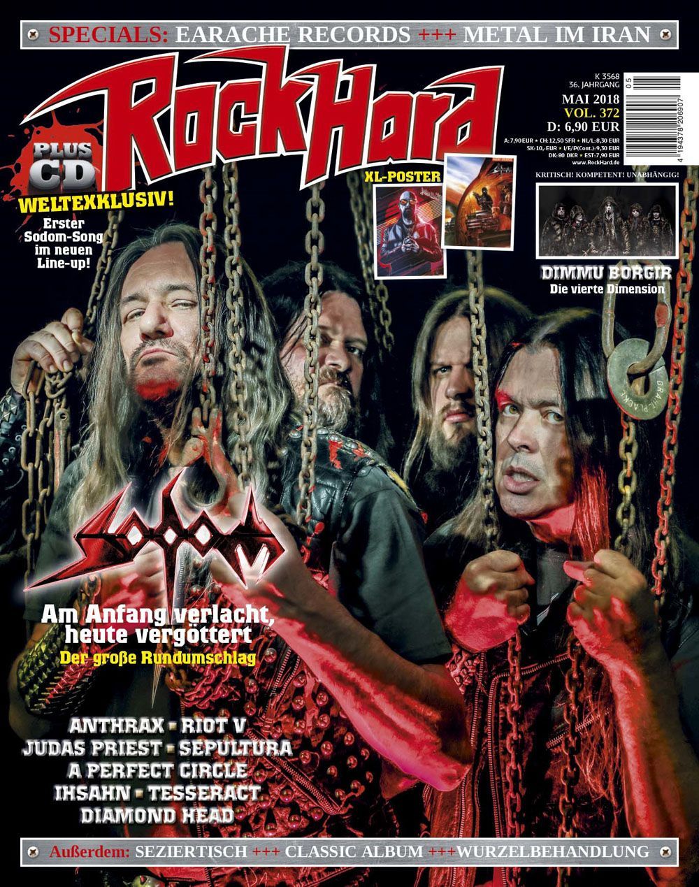 Rock Hard Magazin Deutschland 2018 #372 Sodom Judas Priest Dimmu Borgir + Poster