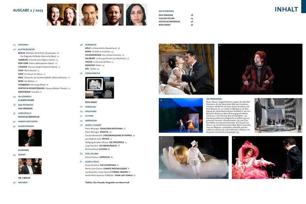 Das Opernglas Magazin Deutschland 2023-02 Praxedis Hug-Rütti Geneviève Hug Sgura