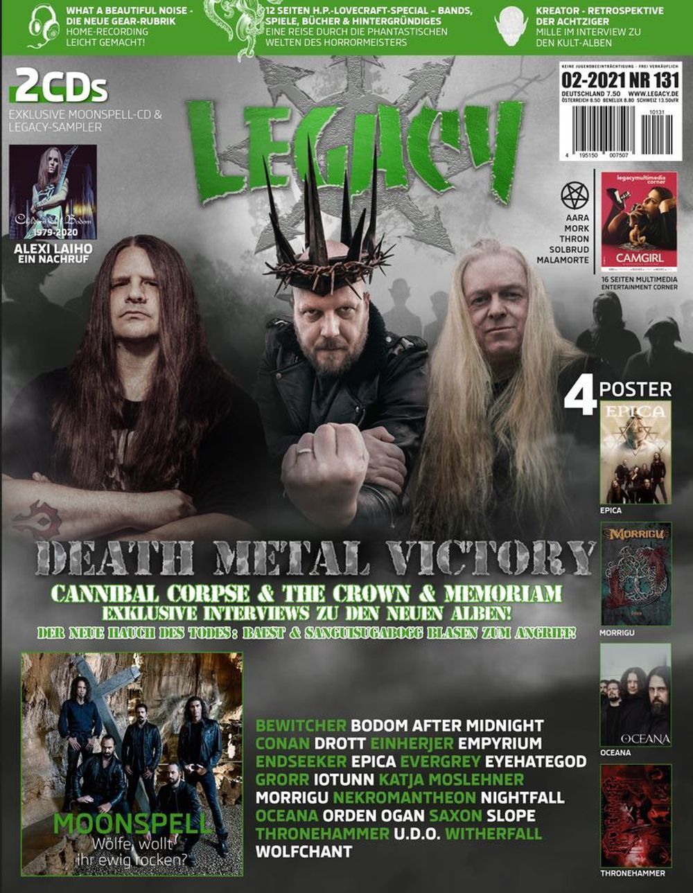 Legacy Magazin Deutschland 2021 #131 Cannibal Corpse The Crown Memoriam Epica