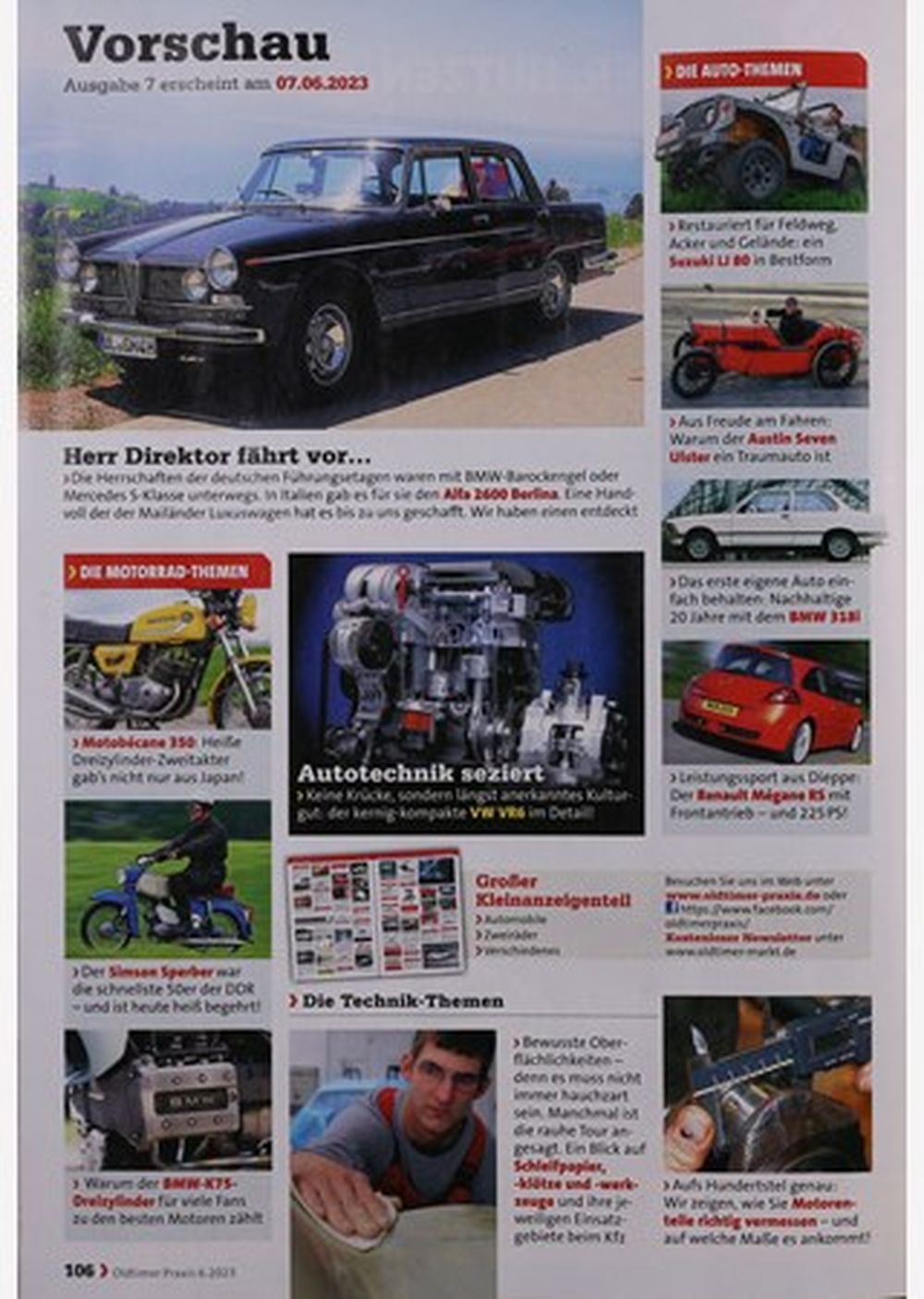 Oldtimer Praxis Magazin Deutschland 2023-06 Corvette C3 Maserati Yamaha