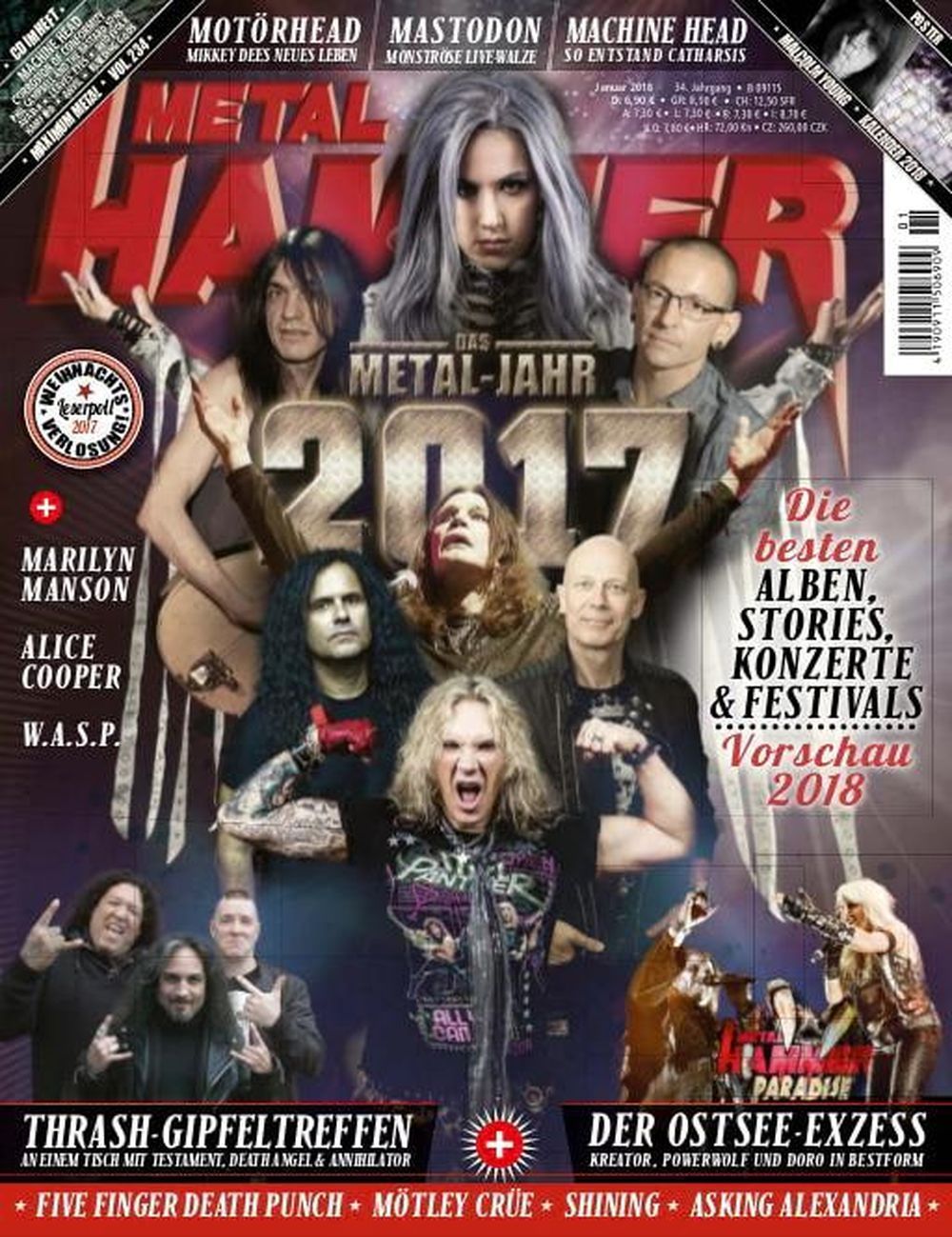 Metal Hammer Magazin Deutschland 2018-01 Alice Cooper WASP Motörhead Mastodon