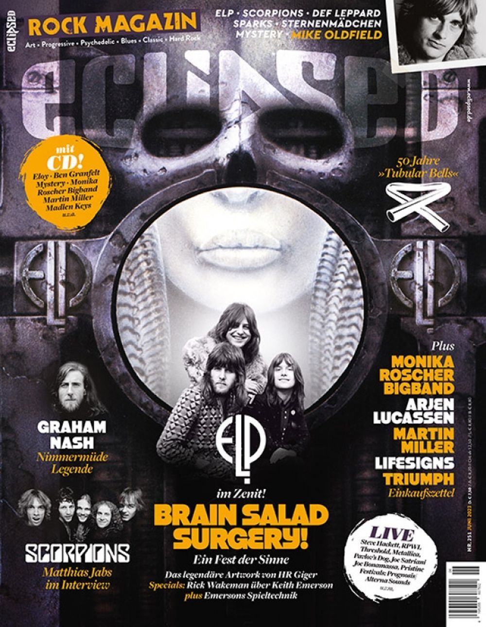 Eclipsed Magazin Deutschland 2023 #251 Emerson Lake Palmer Graham Nash Mike Oldfield