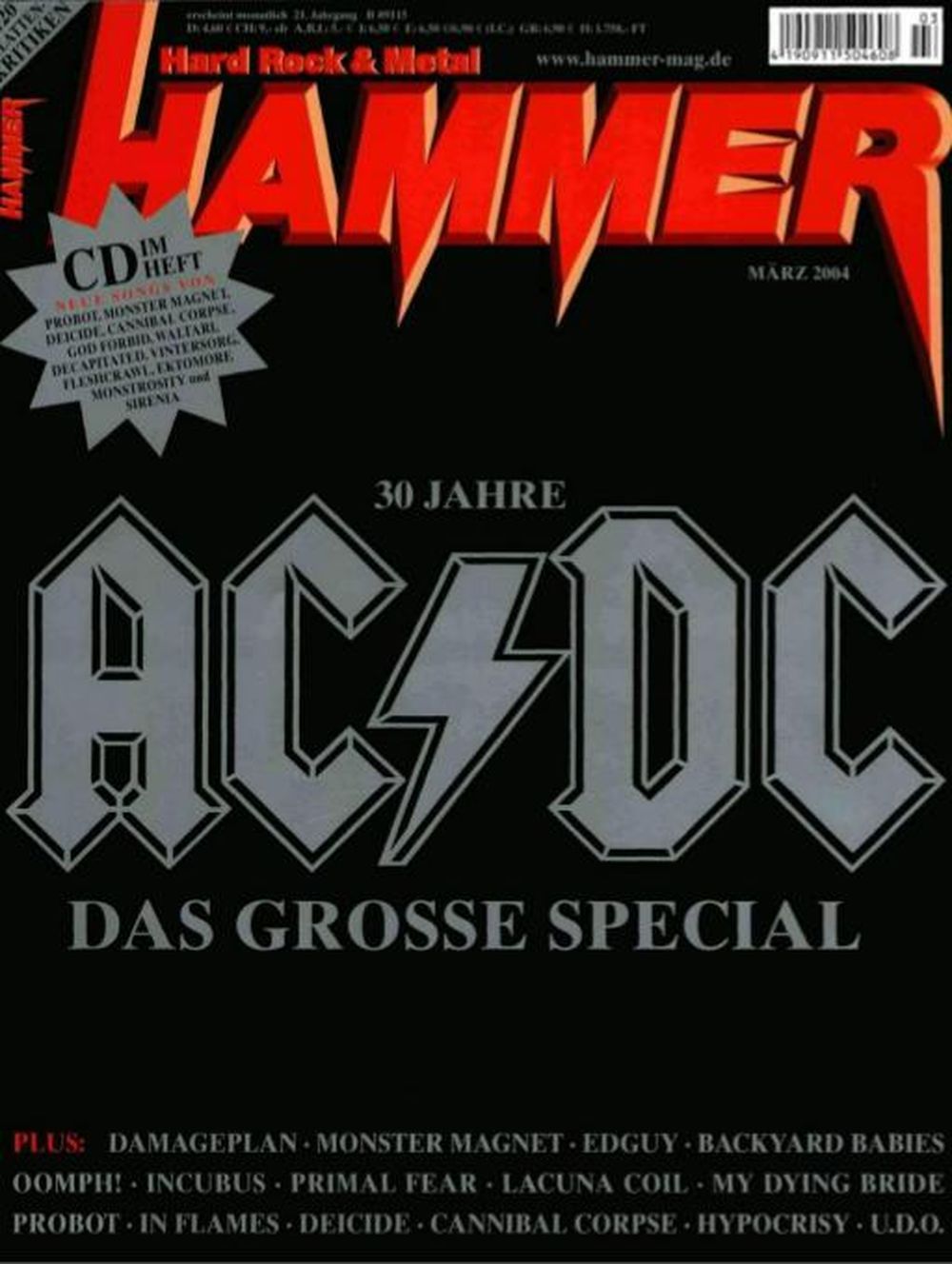 Metal Hammer Magazin Deutschland 2004-03 ACDC Damageplan Monster Magnet Edguy Oomph AC/DC