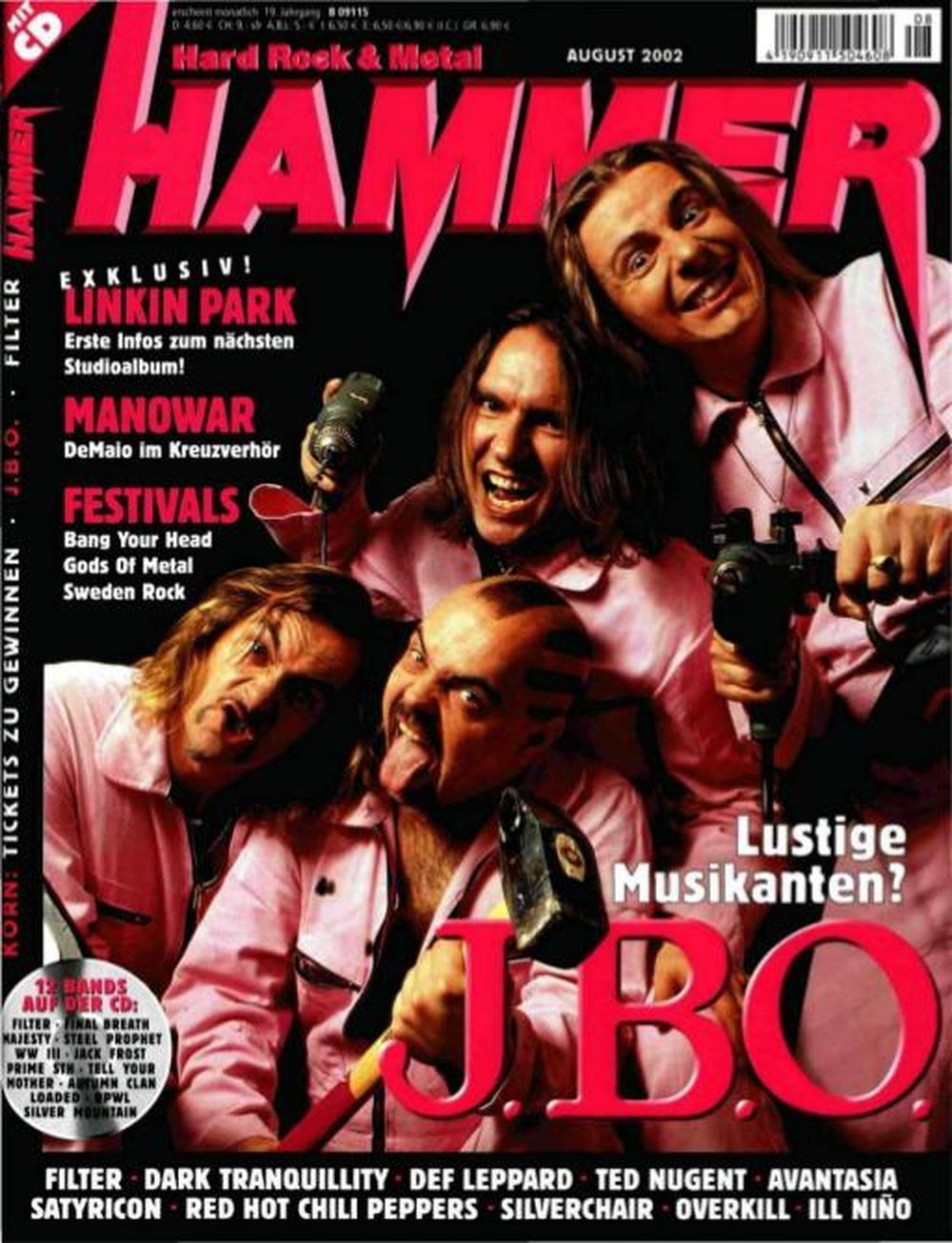 Metal Hammer Magazin Deutschland 2002-08 JBO Linkin Park Manowar Filter