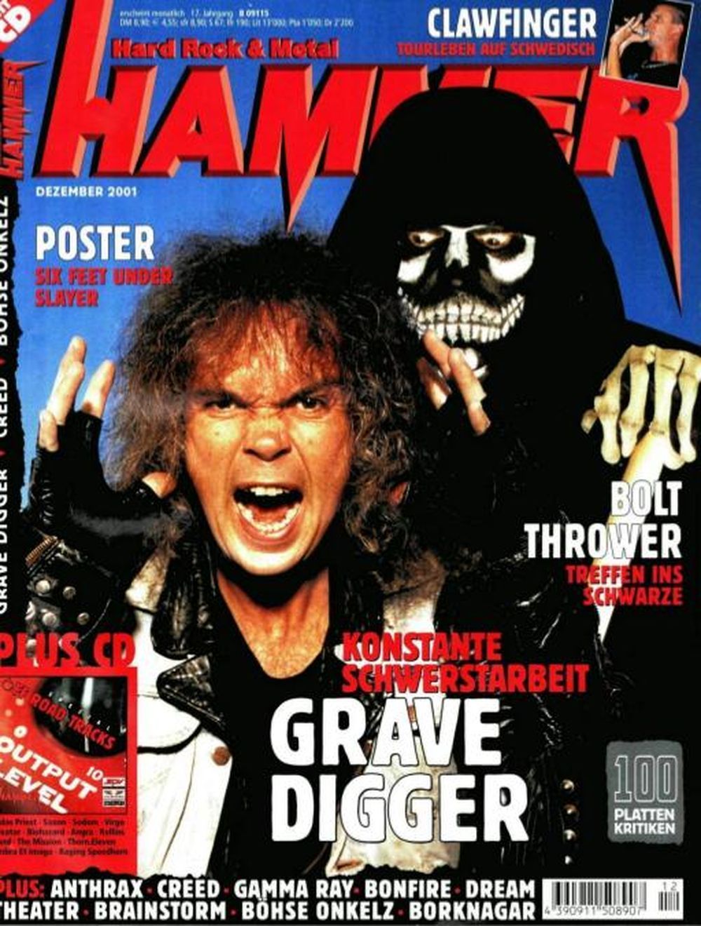 Metal Hammer Magazin Deutschland 2001-12 Grave Digger Bolt Thrower Six Feet Under