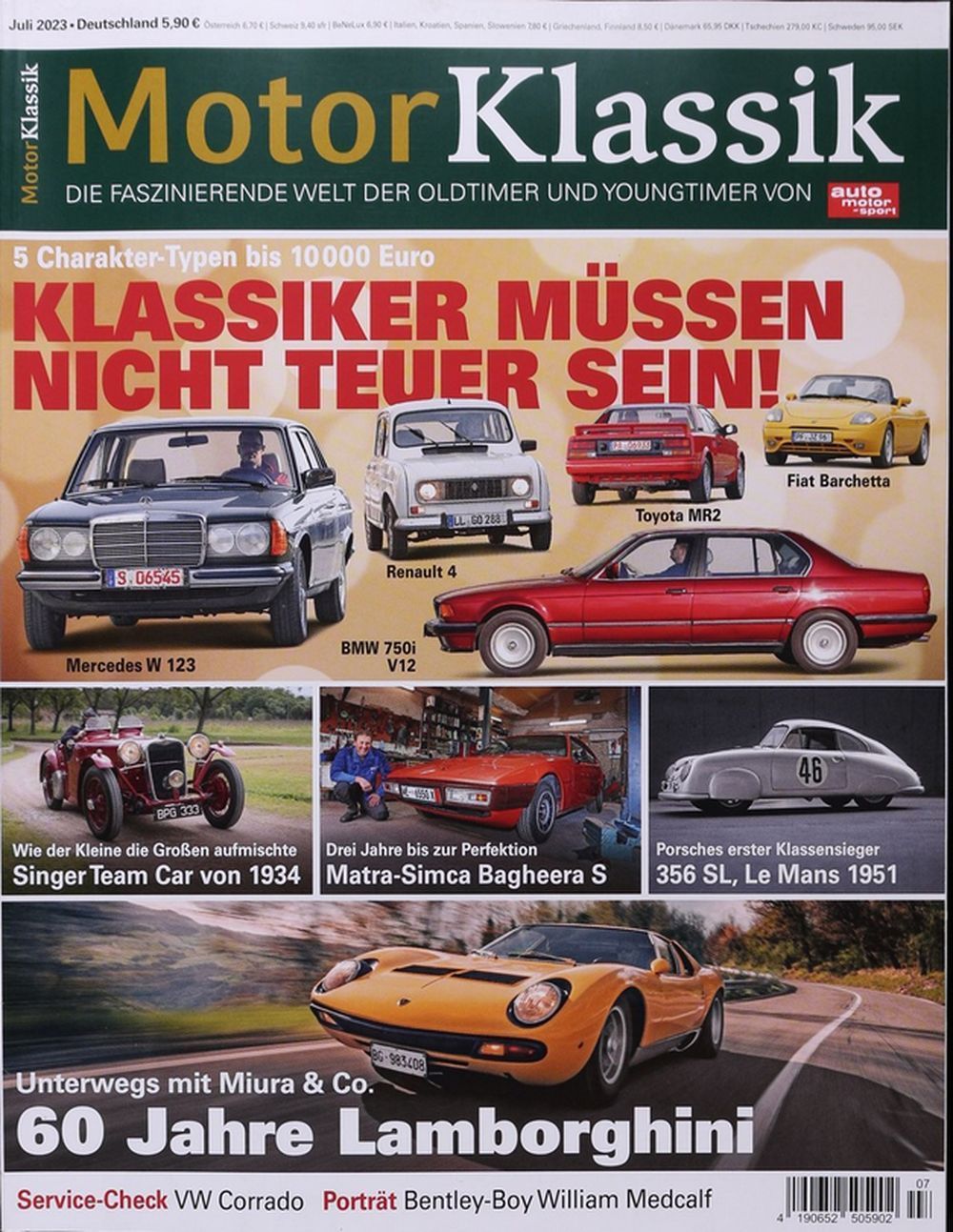 Motor Klassik Magazin Deutschland 2023-07 Lamborghini Porsche Matra