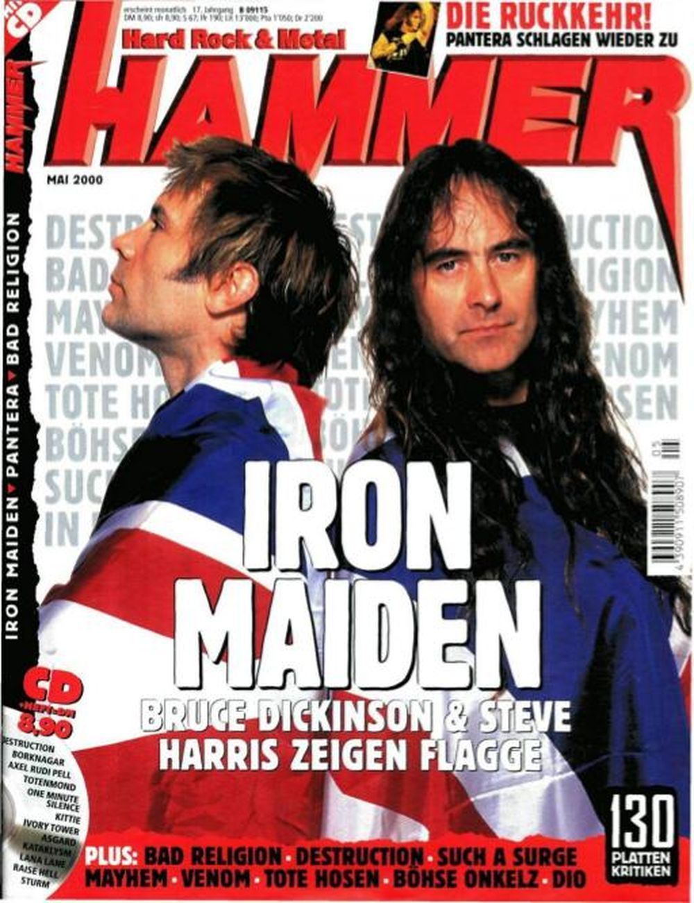 Metal Hammer Magazin Deutschland 2000-05 Iron Maiden Bad Religion Destruction
