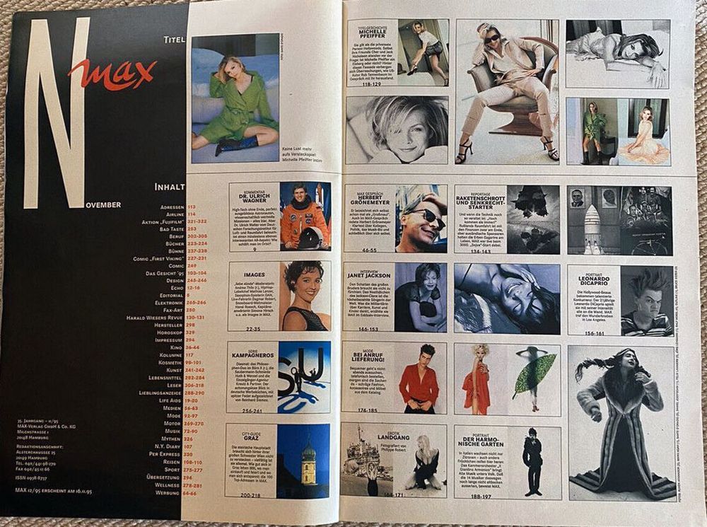 Max Magazin Deutschland 1995-11 Michelle Pfeiffer Janet Jackson Herbert Grönemeyer