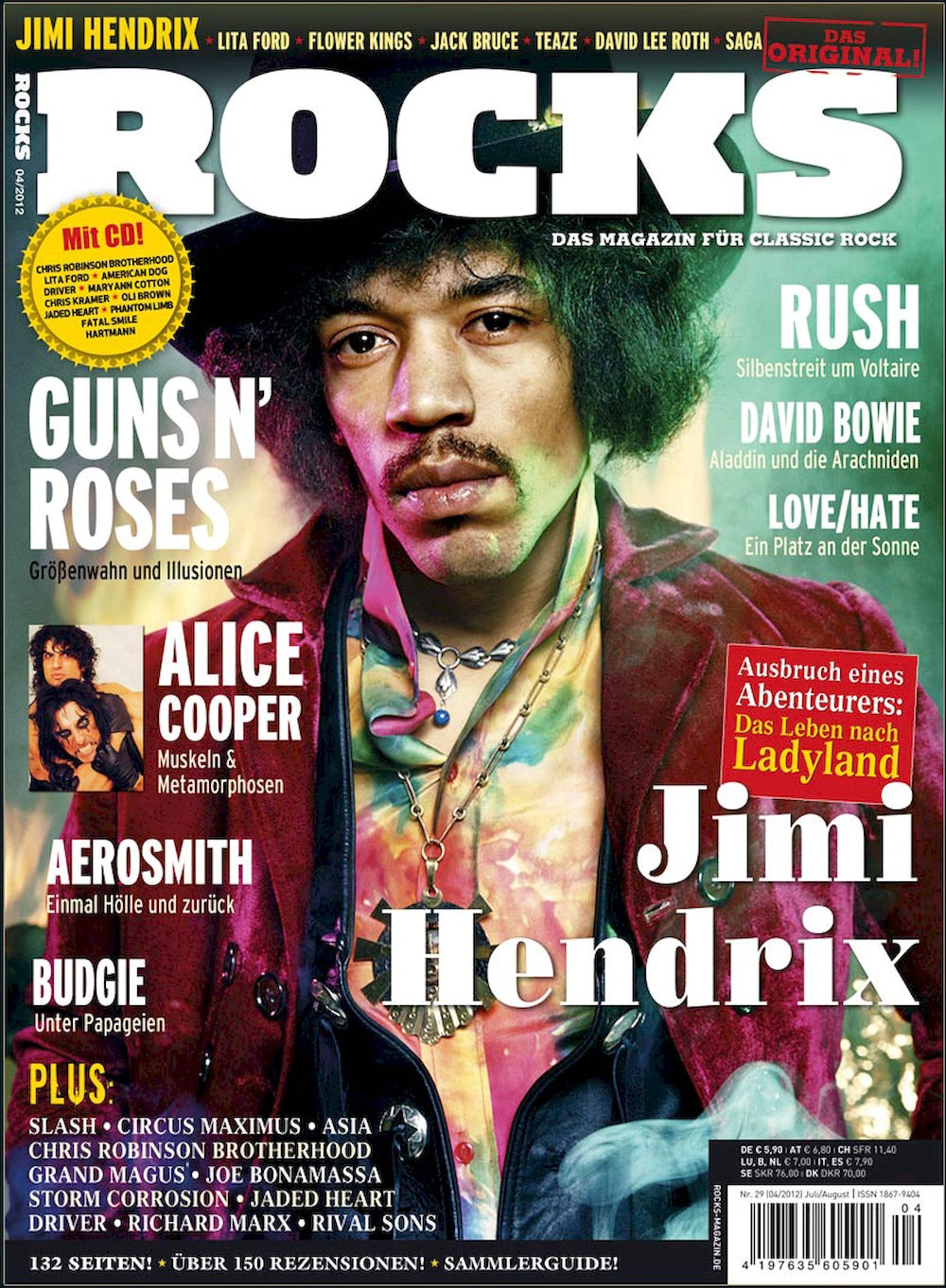 Rocks Magazin Deutschland 2012 #29 Jimi Hendrix Guns N' Roses Alice Cooper Rush David Bowie