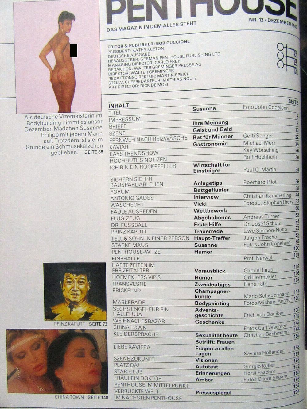 Penthouse Magazin Deutschland 1985-12 Susanne Phillip INXS Serena Goldini Sylvester Stallone