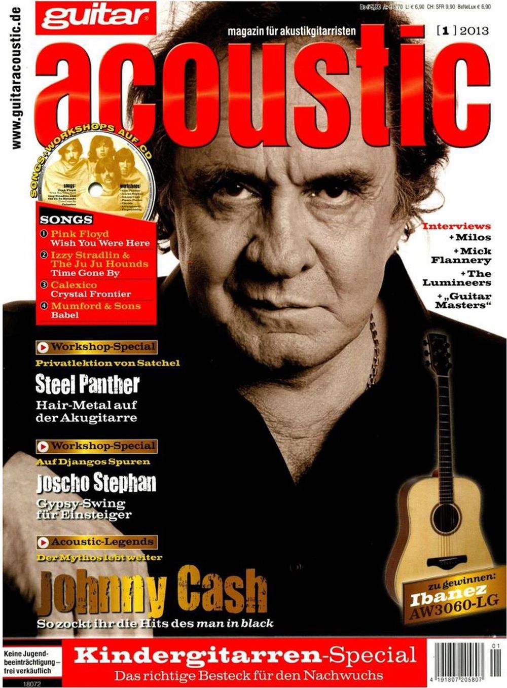 Guitar Acoustic Magazin Deutschland 2013-01 Johnny Cash Steel Panther Mick Flannery