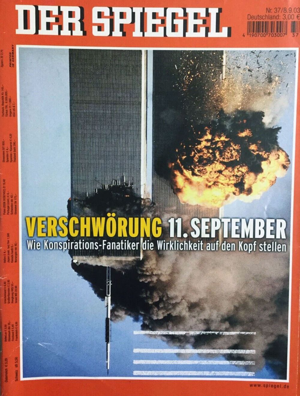 Der Spiegel Magazin Deutschland 2003-37 9/11 Twin Towers