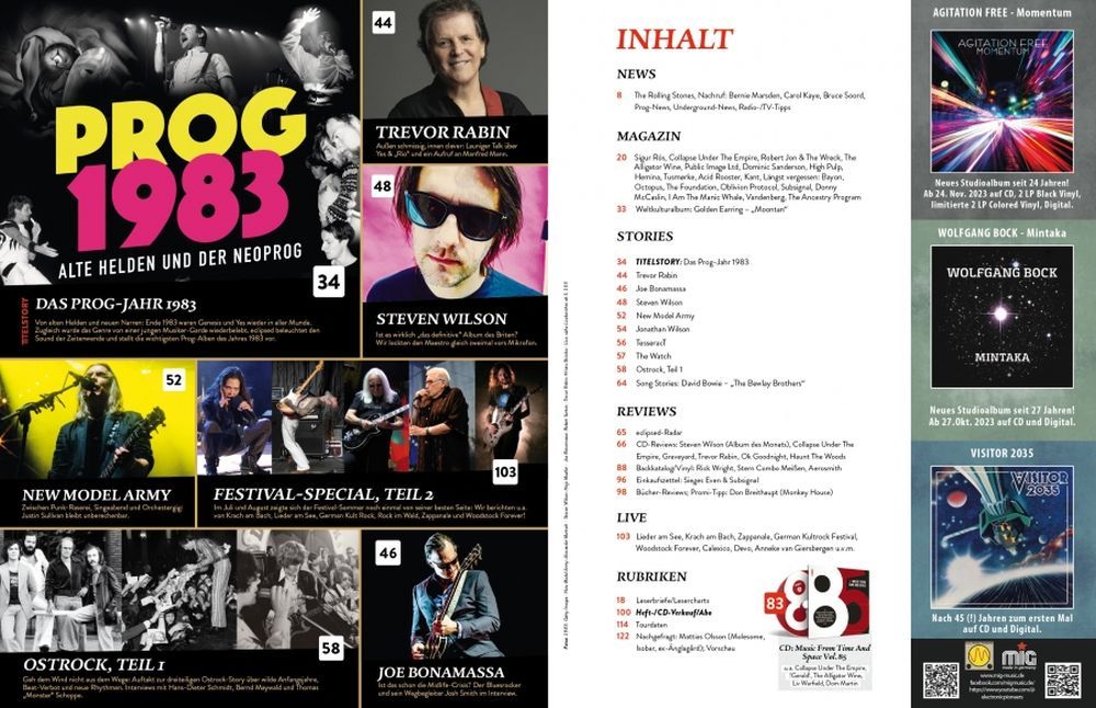 Eclipsed Magazin Deutschland 2023 #254 Steven Wilson Sieges Even Trevor Rabin Bonamassa