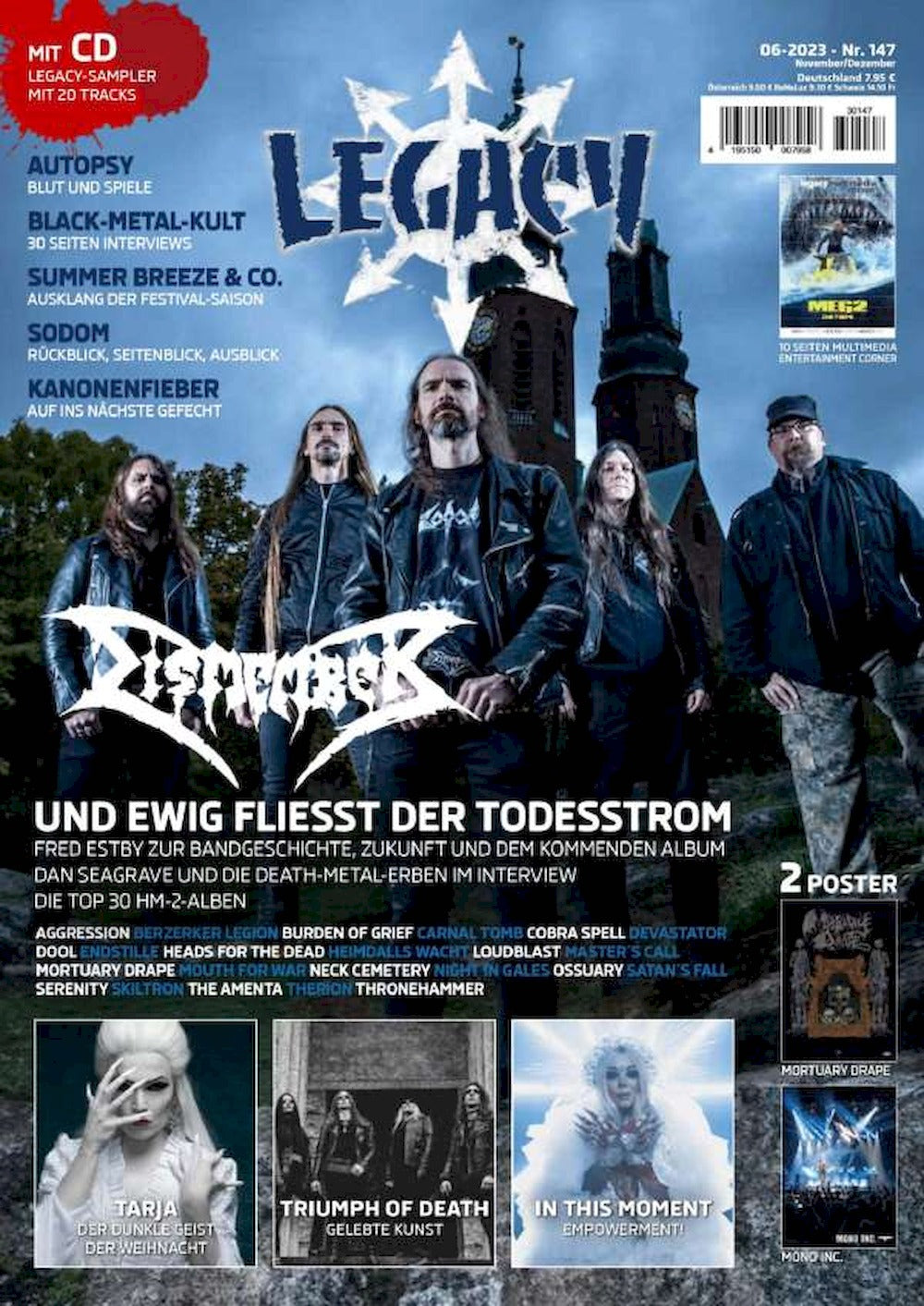Legacy Magazin Deutschland 2023 #147 Dismember Autopsy Sodom Dan Seagrave