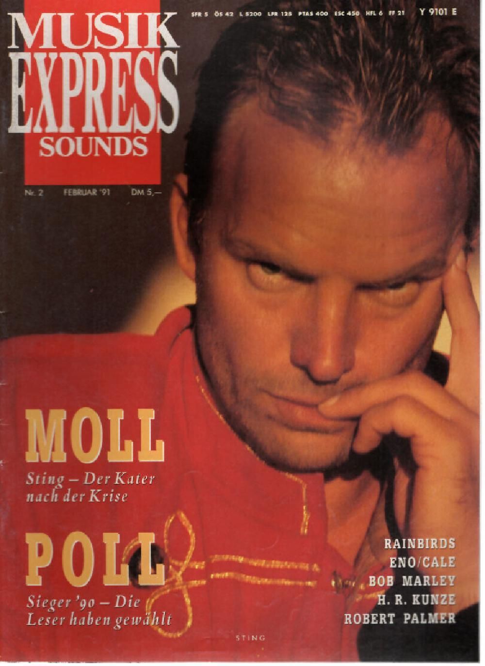 Musikexpress Magazin Deutschland 1991-02 Sting Eno Cale Robert Palmer