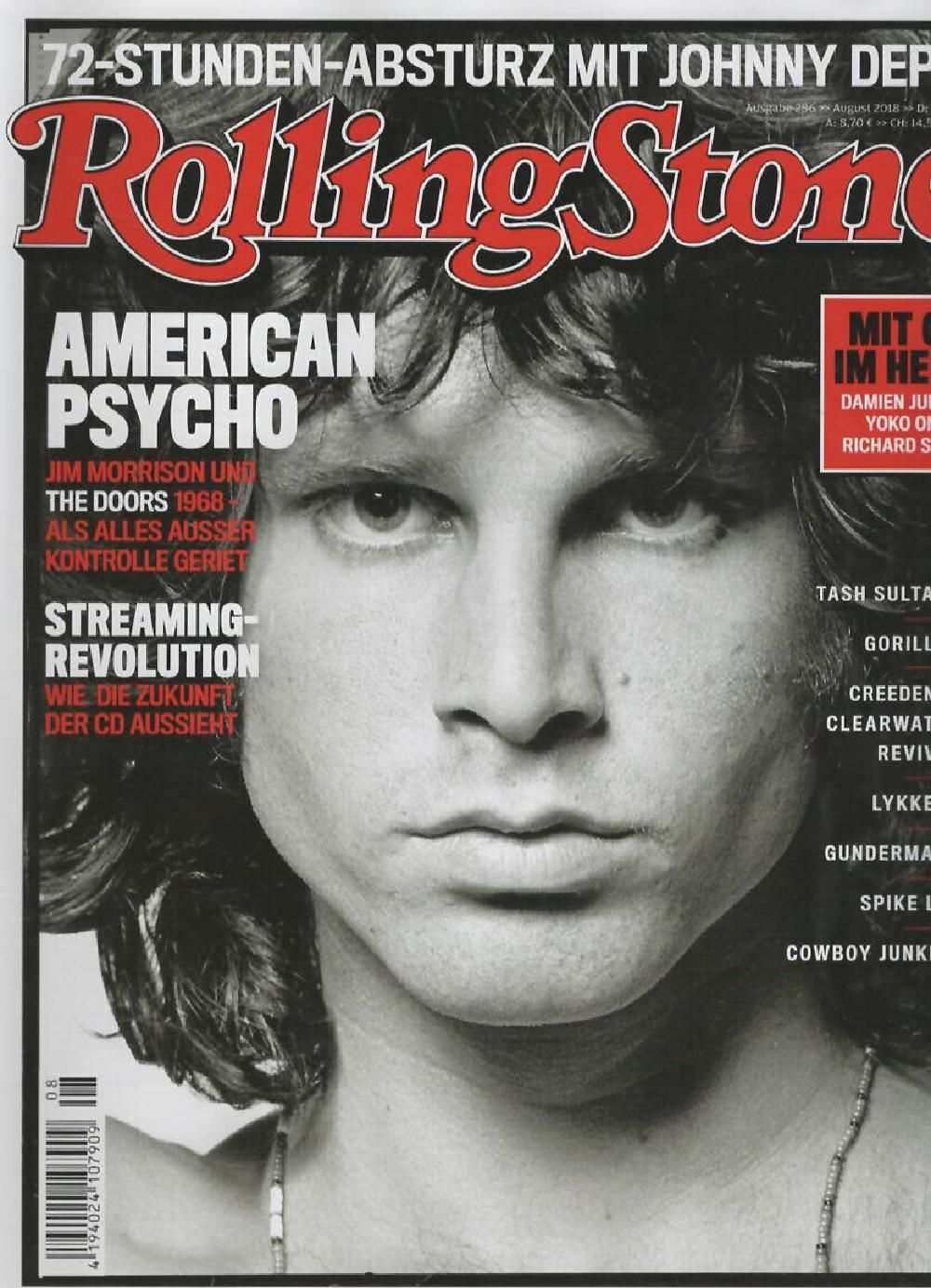 Rolling Stone Magazin Deutschland 2018-08 Jim Morrison Johnny Depp Spike Lee