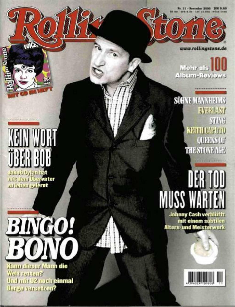 Rolling Stone Magazin Deutschland 2000-11 Bono Jakob Dylan Johnny Cash Everlast
