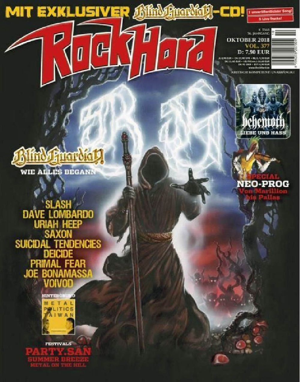 Rock Hard Magazin Deutschland 2018 #377 Blind Guardian Slash Saxon Uriah Heep