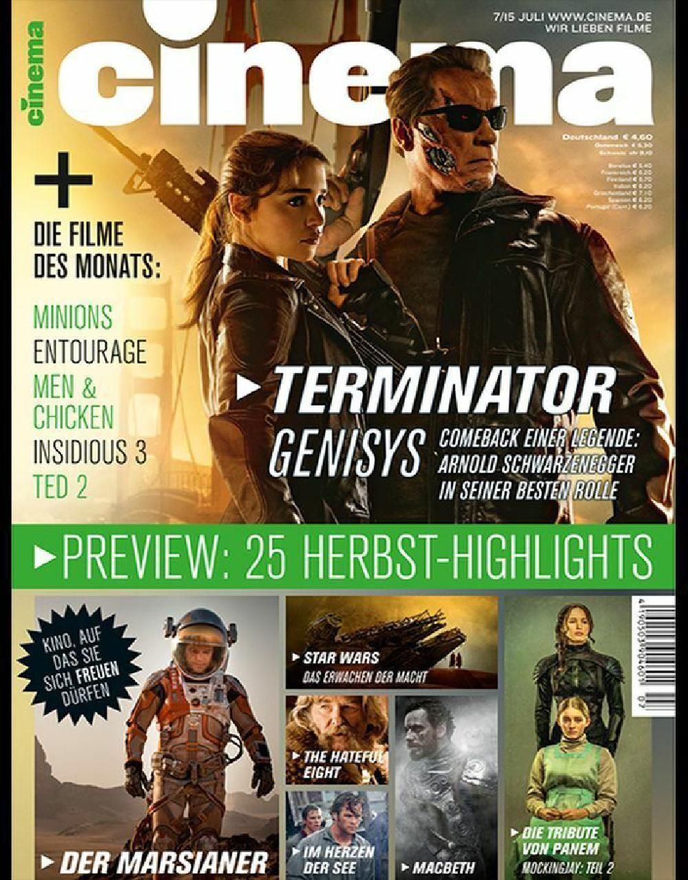 Cinema Magazin Deutschland 2015-07 Schwarzenegger Emilia Clarke