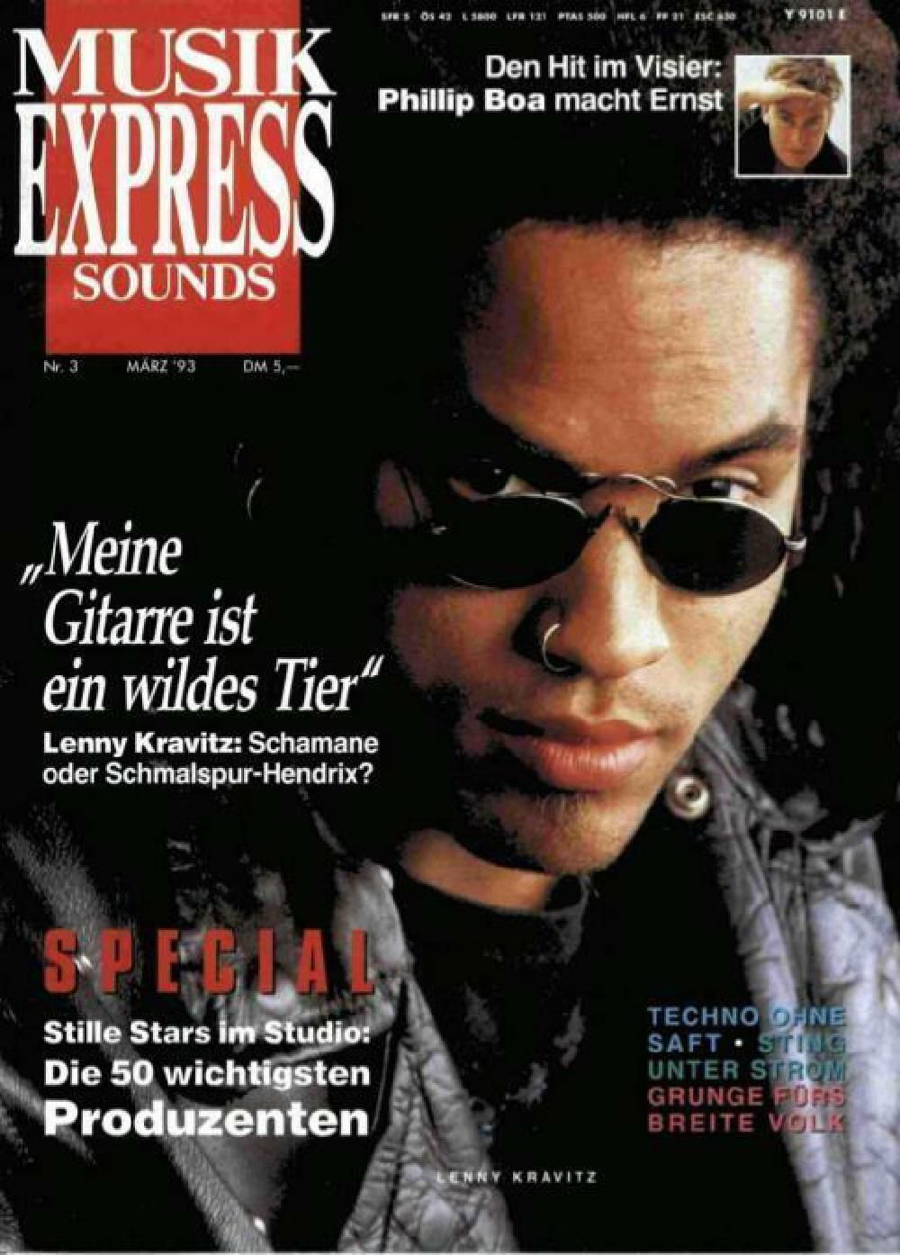 Musikexpress Magazin Deutschland 1993-03 Lenny Kravitz Philip Boa