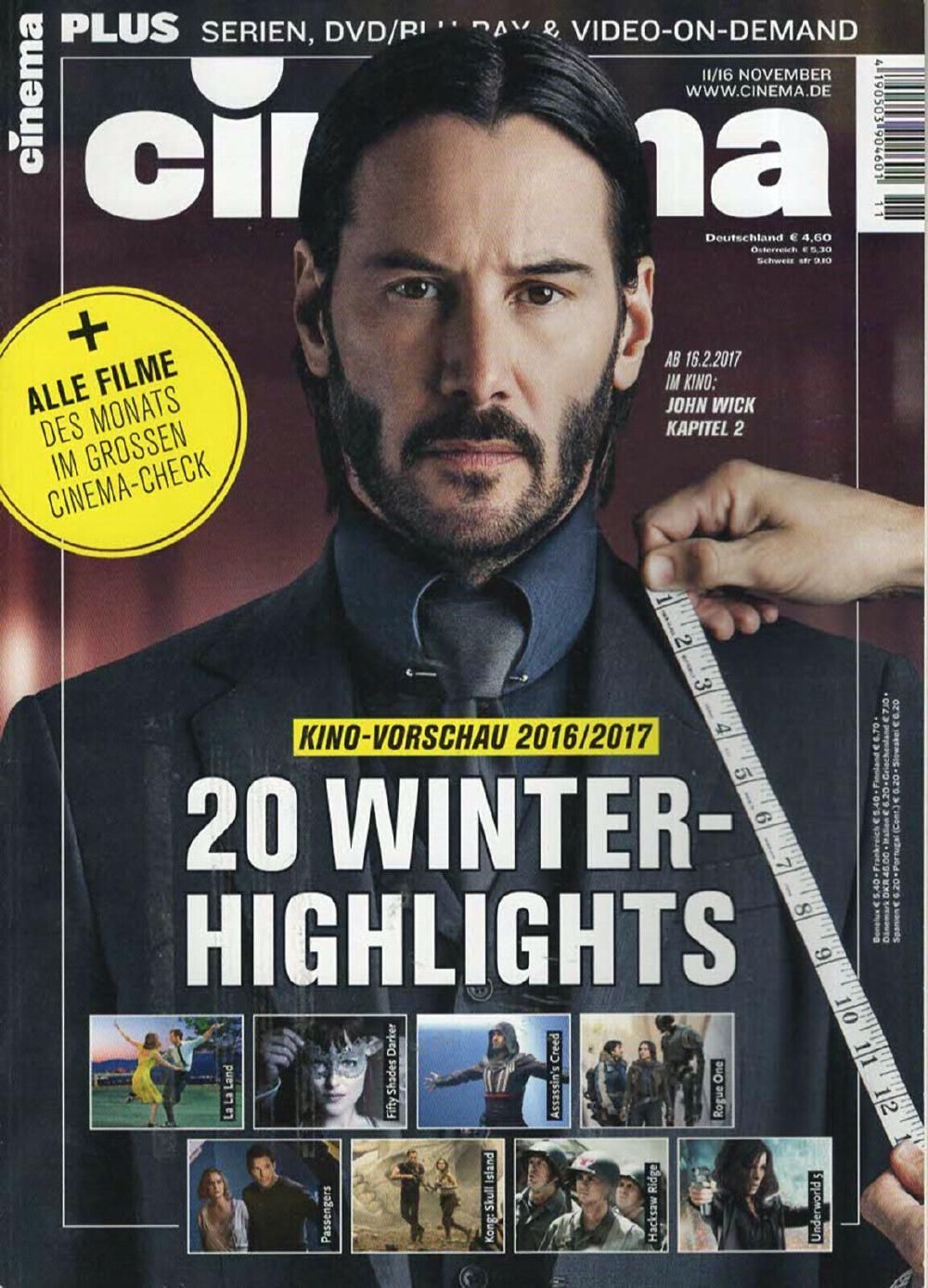 Cinema Magazin Deutschland 2016-11 Keanu Reeves
